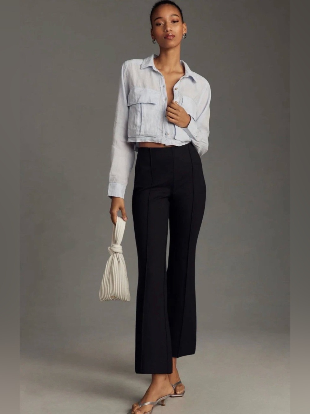 Maeve Anthropologie The Margot Kick-Flare Cropped Pants Black Women’s Medium